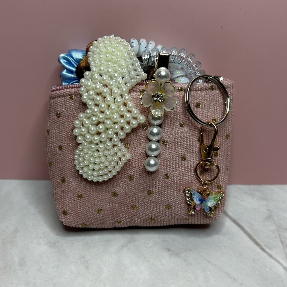 8 Piece Hair Accessories with Storage Pouch and Dazzling Butterfly Keychain